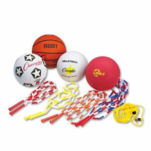 Physical Education Kit with 7 Balls & 14 Jump Ropes, Assorted Colors
