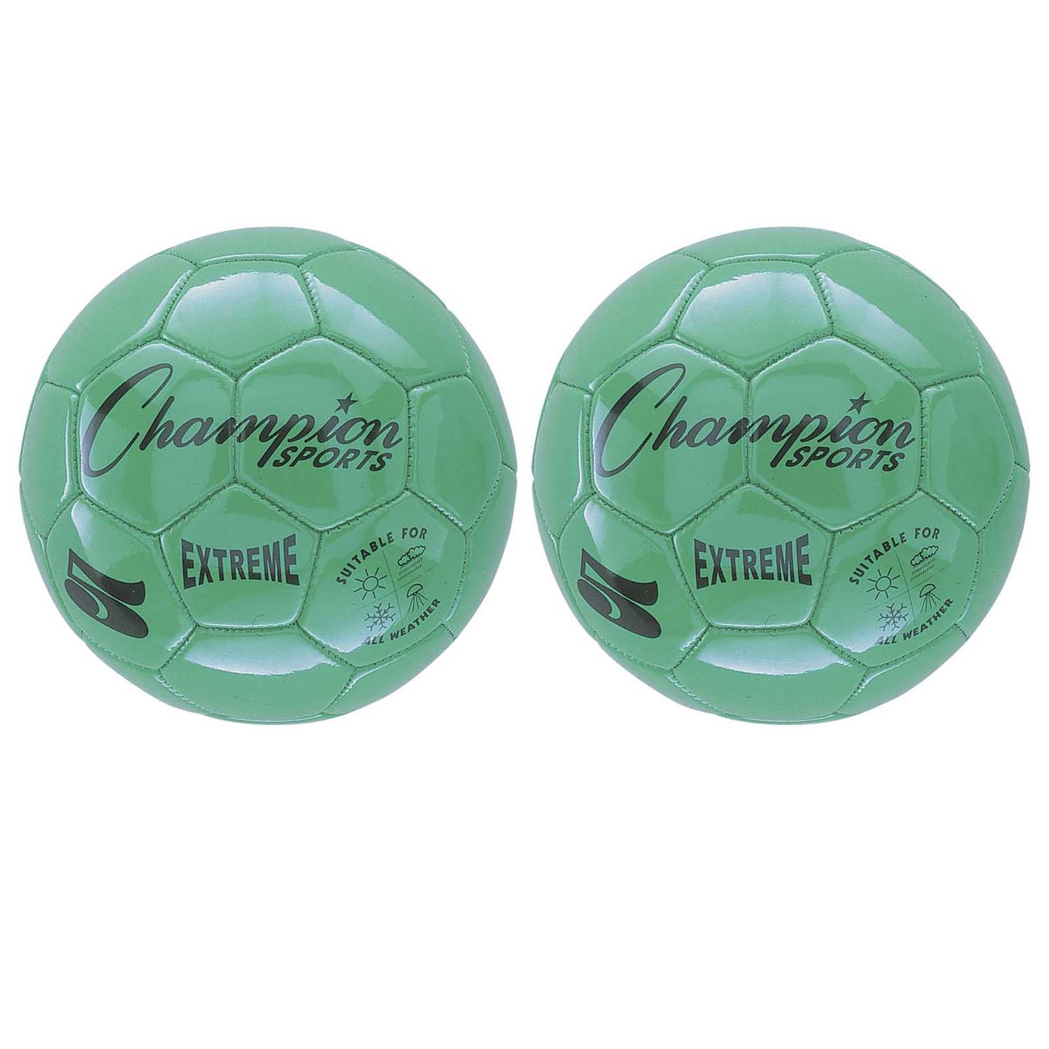 Extreme Soccer Ball, Size 5, Green, Pack of 2