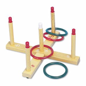 Ring Toss Set, Plastic/Wood, Assorted Colors, 4 Rings/5 Pegs/Set