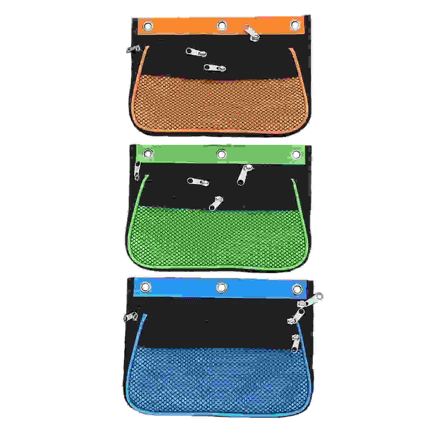 Expanding Pencil Pouch, 3 Pocket, 10.25"W x 7.25"H x 2.5"D, Assorted Colors, Pack of 24