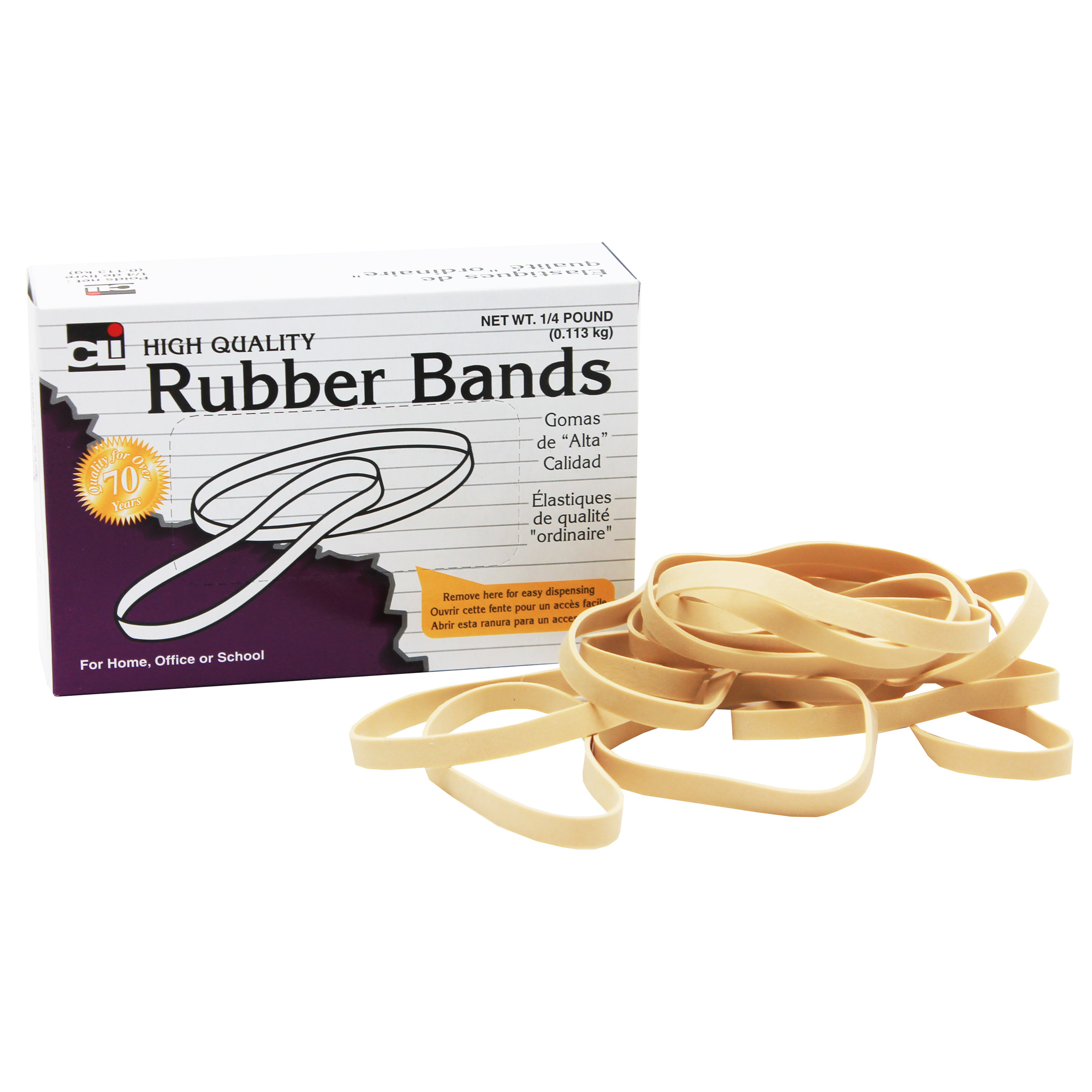 Rubber Bands, #33, 3-1/2" x 1/8", 1/4 lb. Box