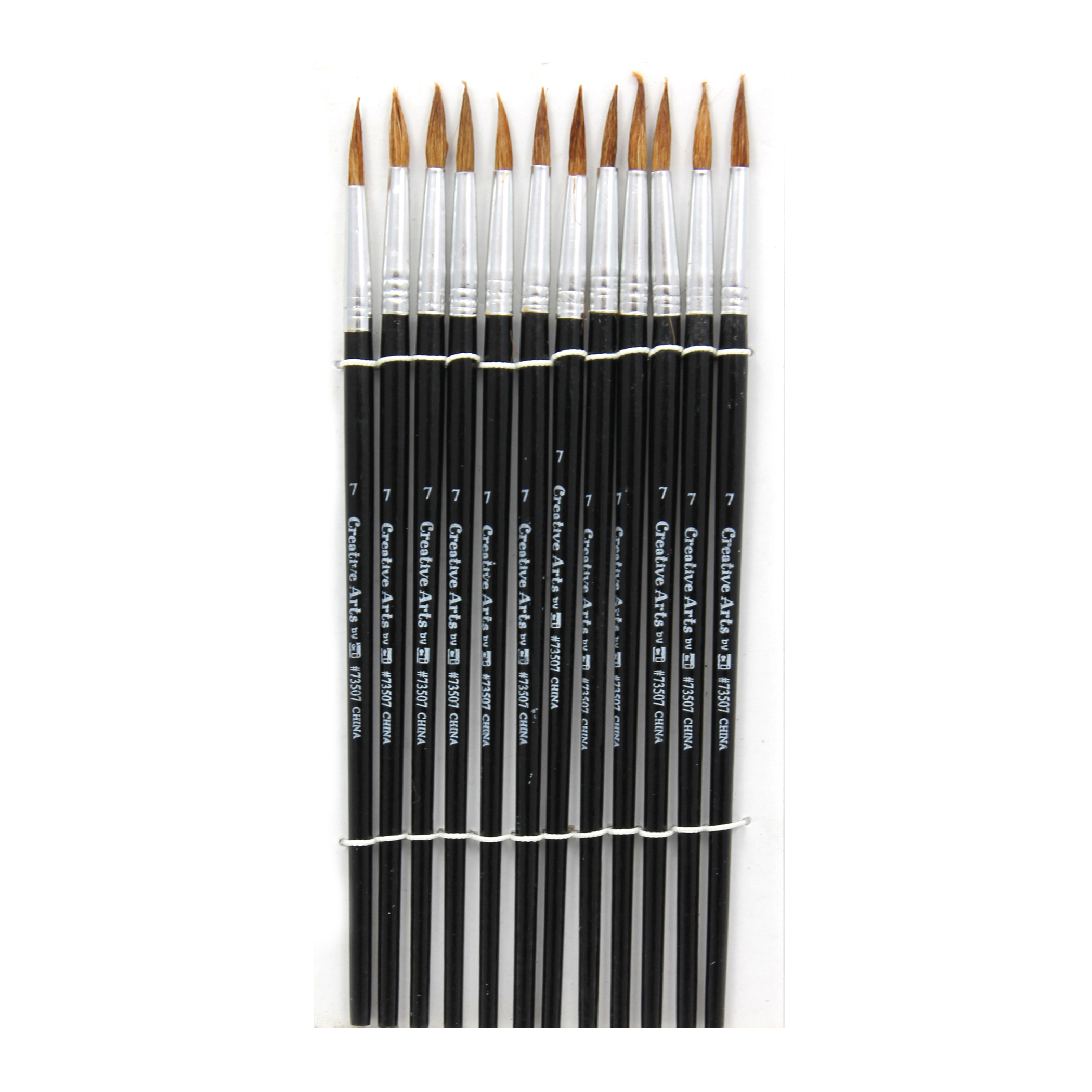Water Color Brushes, Pointed, #7, 3/4", Camel Hair, Pack of 12