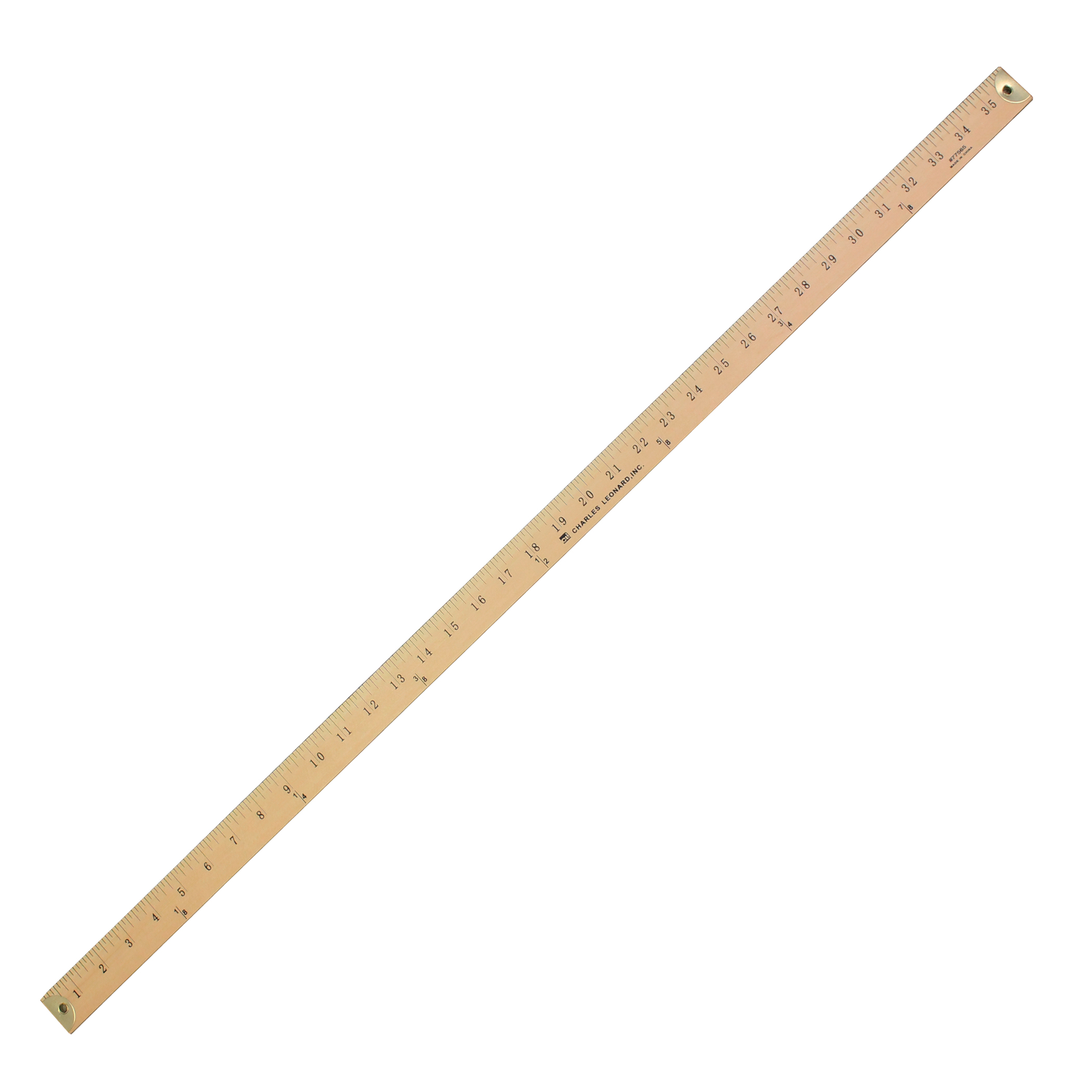 Metal Edged Yardstick Ruler, Inches and 1/8 Yard Measurements, Natural Wood, 36 Inches