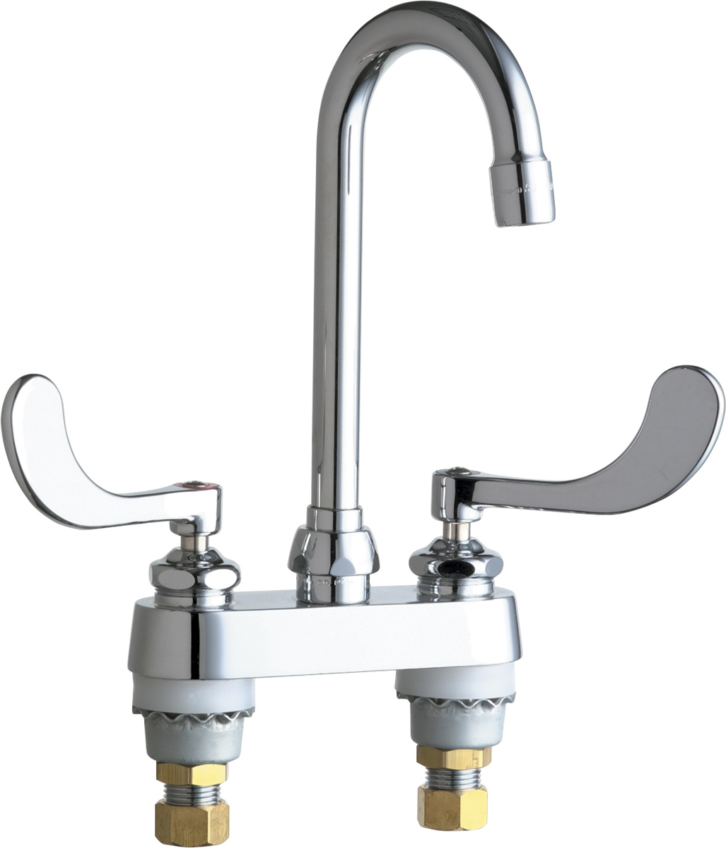 CHICAGO FAUCETS HOT AND COLD SINK FAUCET, 0.5 GPM, CHROME, LEAD FREE