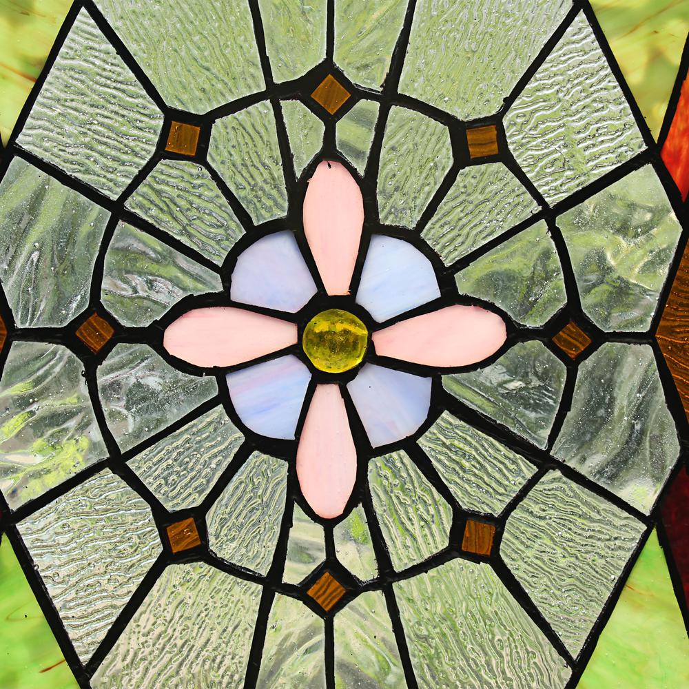 CHLOE Lighting EMINENT Tiffany-Style Geometric Stained Glass Window Panel 25" Height