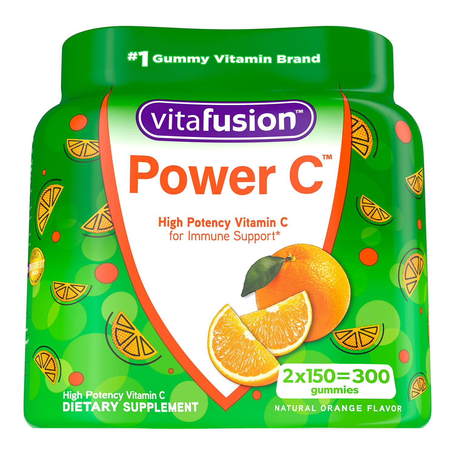 Power C Gummy Vitamins with Immune Support for Adults, 150/Bottle, 2 Bottles/Pack, Delivered in 1-4 Business Days