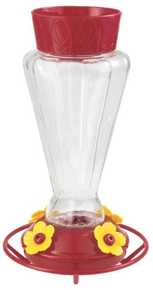 Stokes Select 38135 Royal Hummingbird Feeder, 31 oz Capacity 6.3 in W x 6.3 in L x 11.2 in H, Glass, Red/Clear