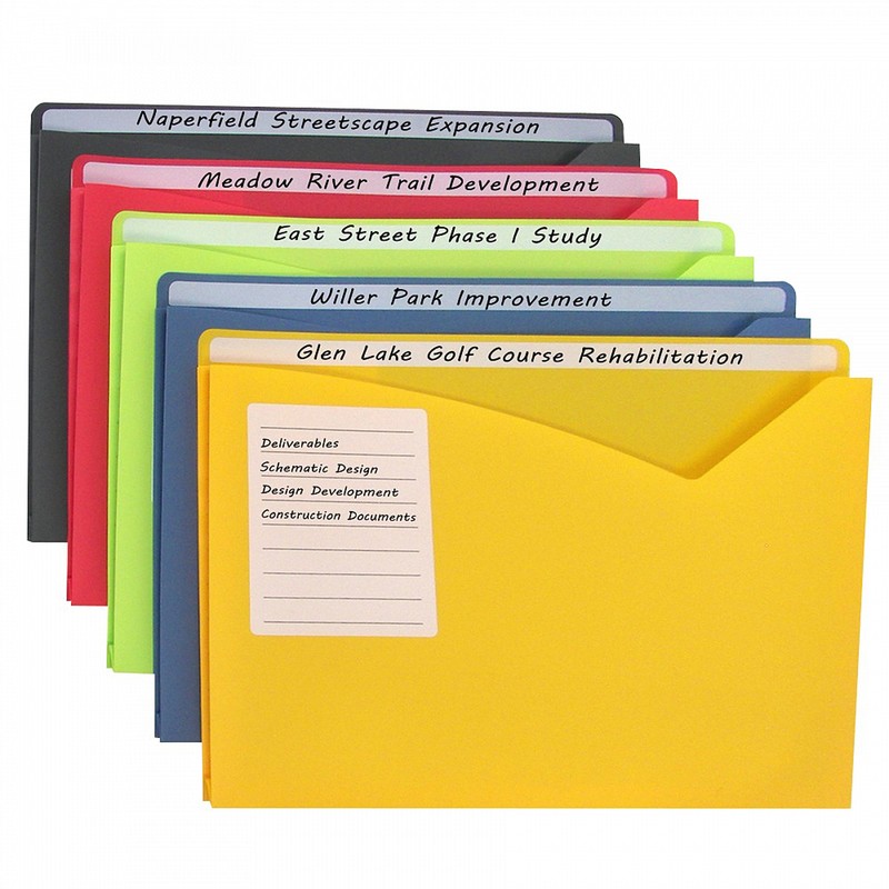 Write-On Poly File Jackets, Assorted colors, Pack of 10