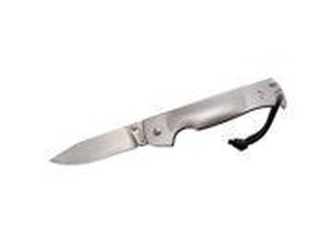 Cold Steel Pocket Bushman Folding Knife 4-1/2" Stonewash Blade Stainless Steel Handles