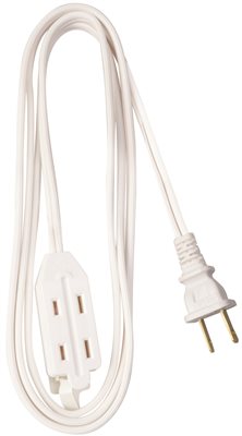 HOUSEHOLD CUBE TAP EXTENSION CORD, 16/2, 6 FT., WHITE