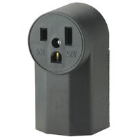 Arrow Hart 1252 Straight Blade Commercial Power Receptacle, 250 V, 50 A, 2 Pole, 3 Wire, Black