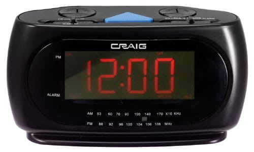 Craig CR45372 Black Dual Alarm Clock 1.2 Inch Pll Am/Fm Radi