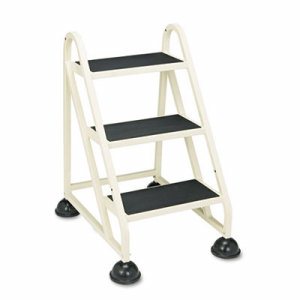 Three-Step Stop-Step Aluminum Ladder, 32 3/4" High, Beige