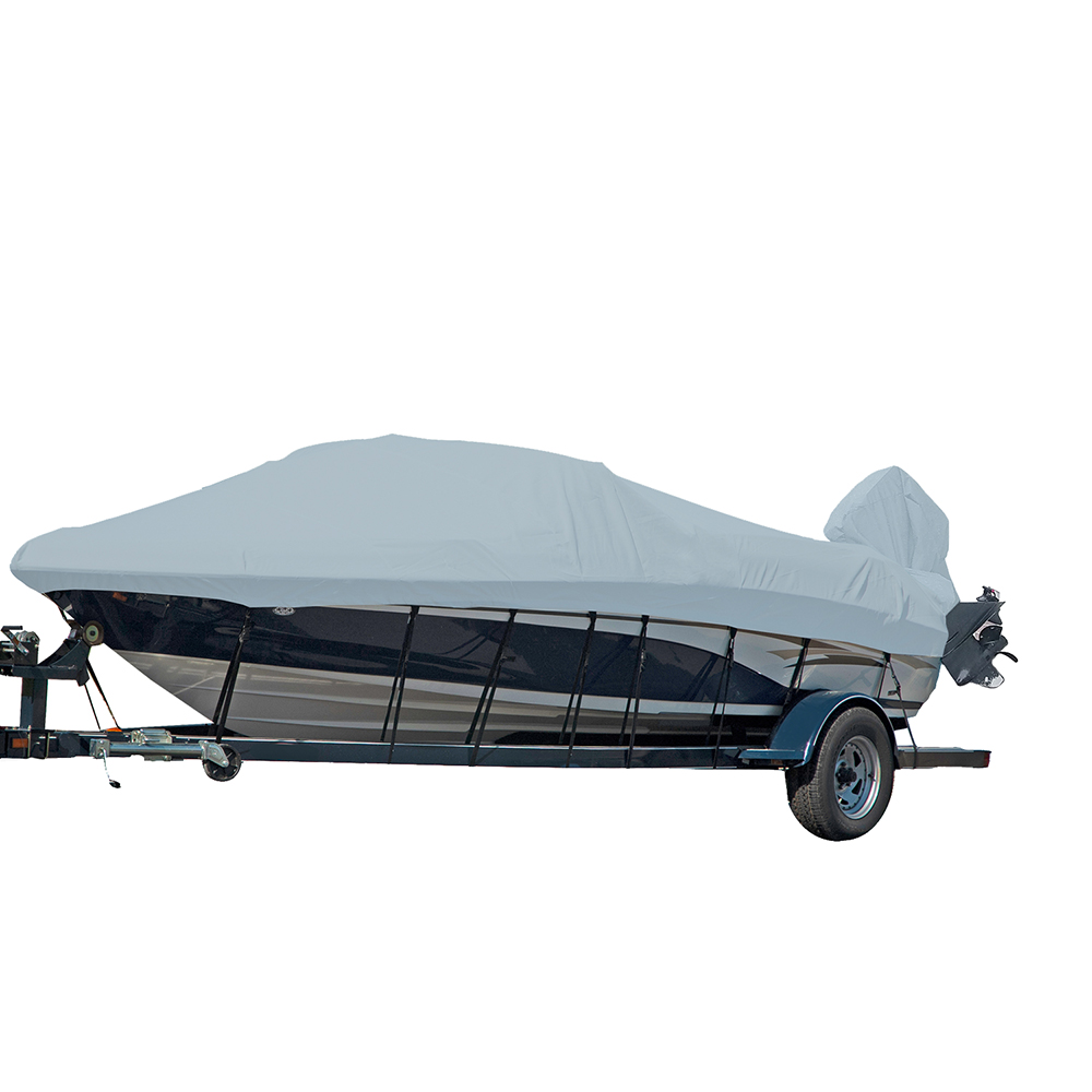 Carver Performance Poly-Guard Styled-to-Fit Boat Cover f/18.5' V-Hull Runabout Boats w/Windshield & Hand/Bow Rails - Gre