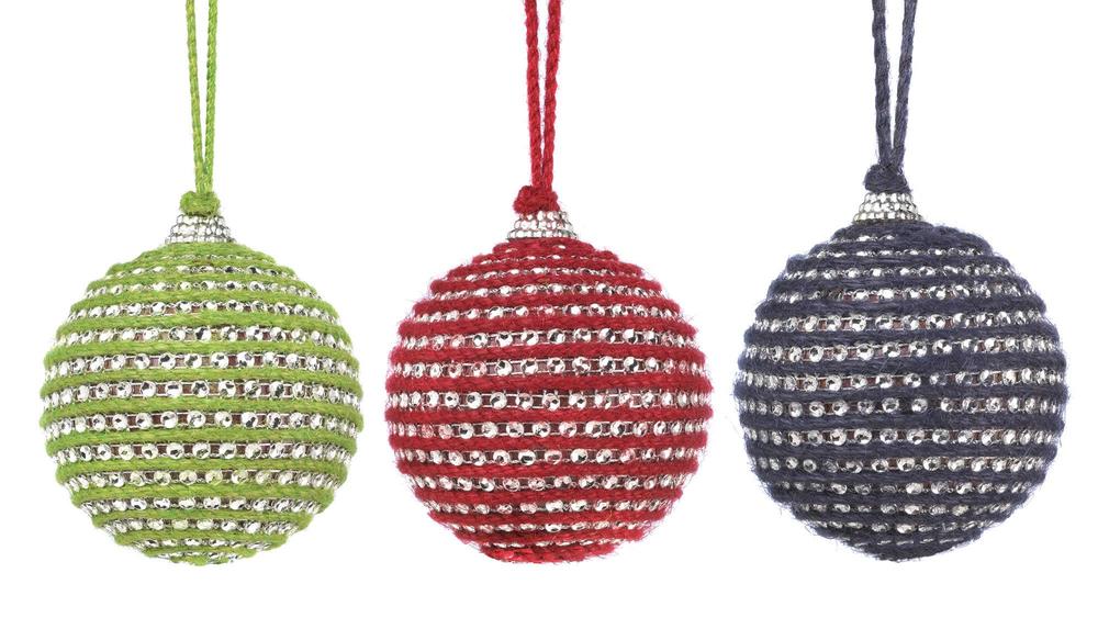 Holiday Jute Ball Ornament Trio