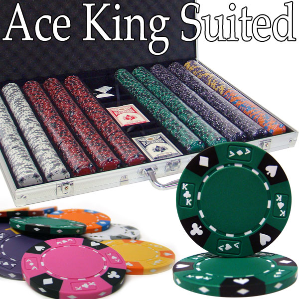 Custom - 1000 Ct Ace King Suited Poker Chip Set Aluminum Case