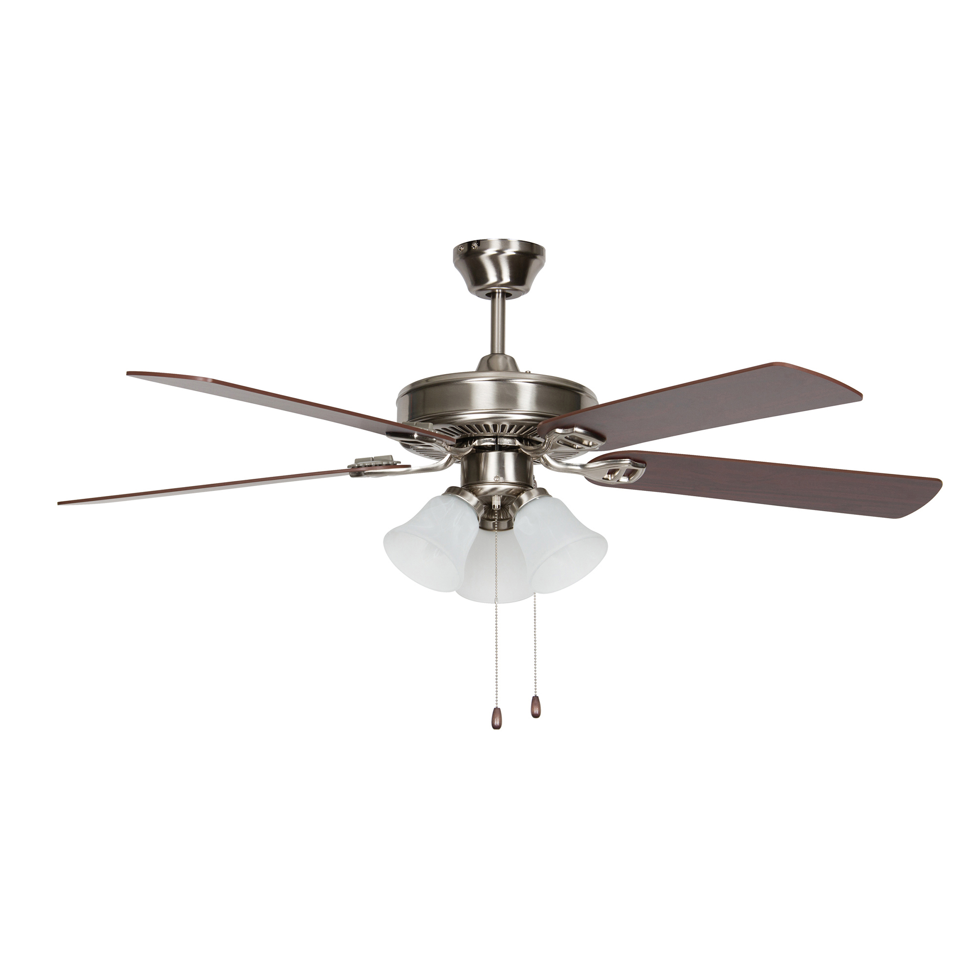 Concord Fans 52 Inch Heritage Home, Three Light Easy Hang Fan with Stainless Steel Finish