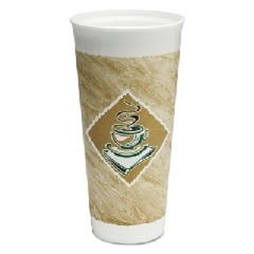 Caf� G Foam Hot/Cold Cups, 24 oz, Green/White, 20/Bag, 20 Bags/Carton
