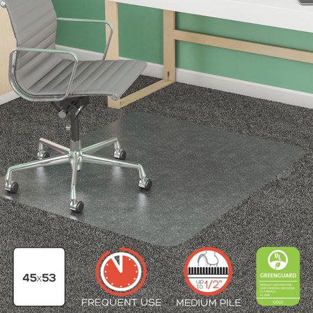 SuperMat Frequent Use Chair Mat, Rectangle, 45" x 53", Medium Pile, Clear