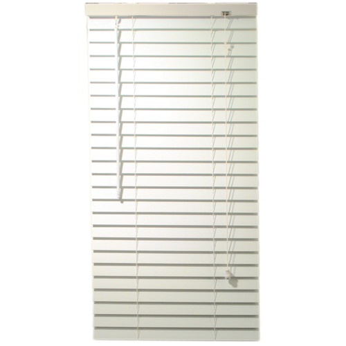 2" Faux Wood Mini Blinds With Contemporary Valance, White, 24-1/2"x48"