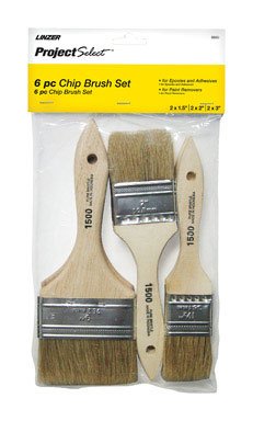 DESIGNER'S TOUCH 6 PIECE CHIP BRUSH SET, INCLUDES (2) 1-1/2 IN., (2) 2 IN., (2) 3 IN. SIZES, WHITE CHINESE BRISTLE