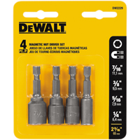 Dewalt DW2229 Magnetic Nutdriver Set, 4 Pieces, For Use with Power Drill, 2-9/16 in L