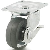 DH Casters C-GD General Duty Non-Marking Swivel Caster With Brake, 3 in Dia X 1-1/4 in W, 225 lb, Rubber