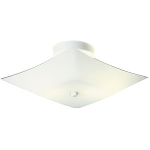 2-Light 13.5-Inch White Square Glass Ceiling Mount, White