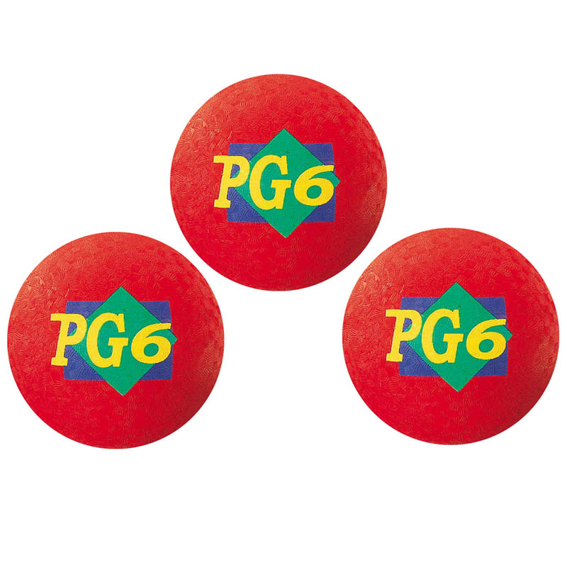 Playground Ball, 6-Inch, Red, Pack of 3