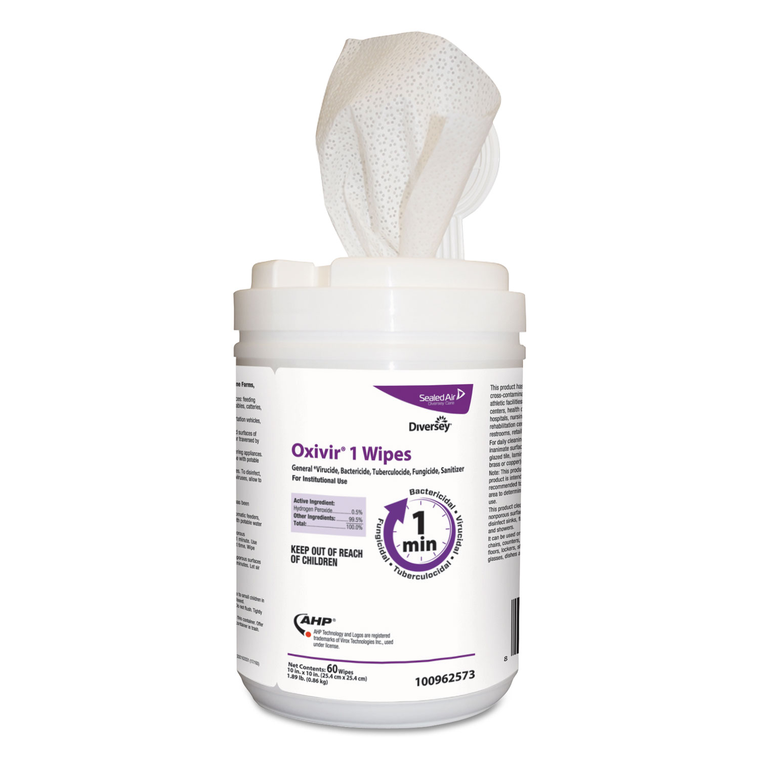 Oxivir 1 Wipes, Characteristic Scent, 10" x 10", 60 Wipes