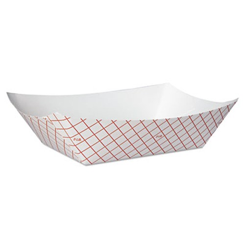 Kant Leek Polycoated Paper Food Tray, Red Plaid, 250/Bag, 2/Case