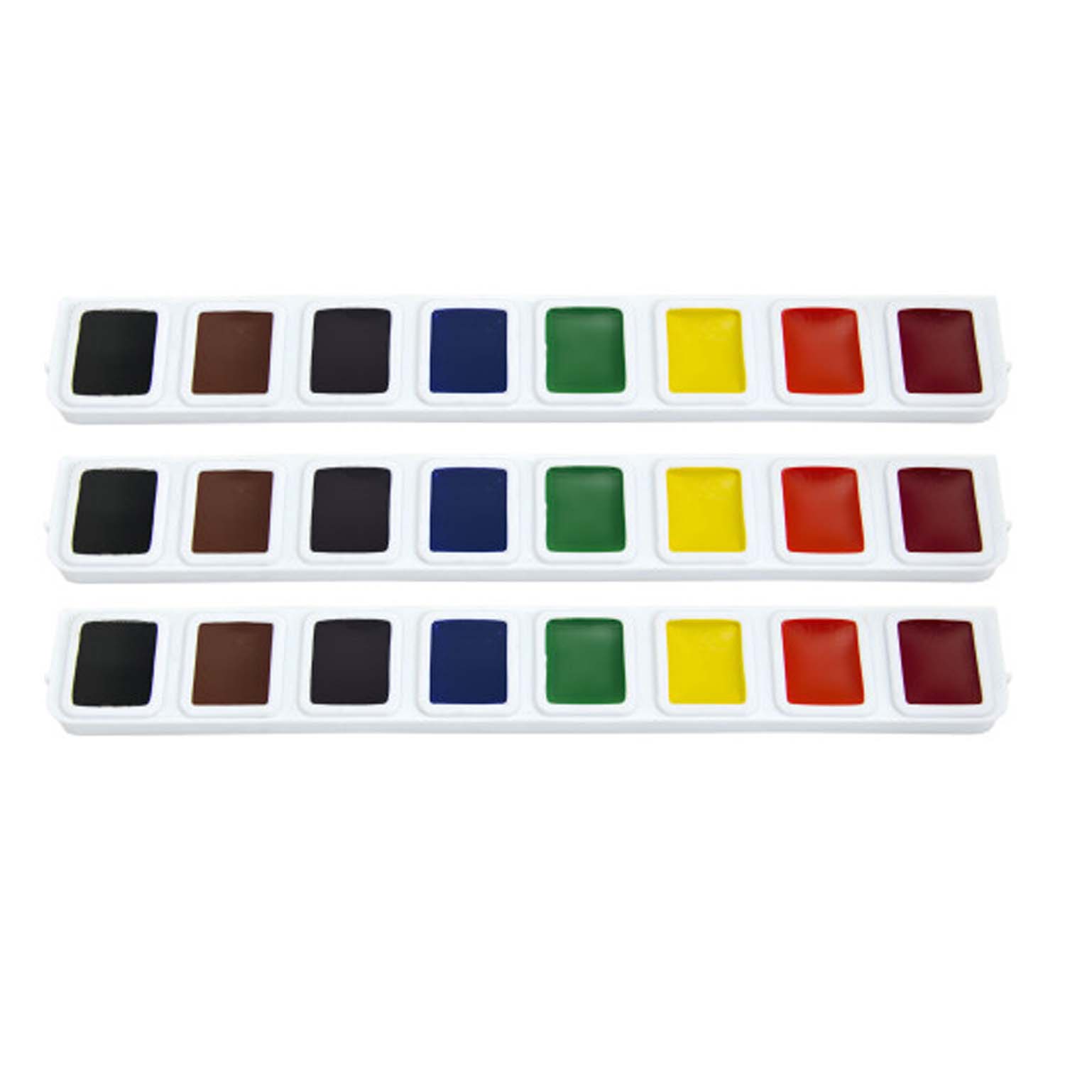 Half Pan Watercolor Refill Tray, 8 Colors, 3 Per Box, 3 Boxes