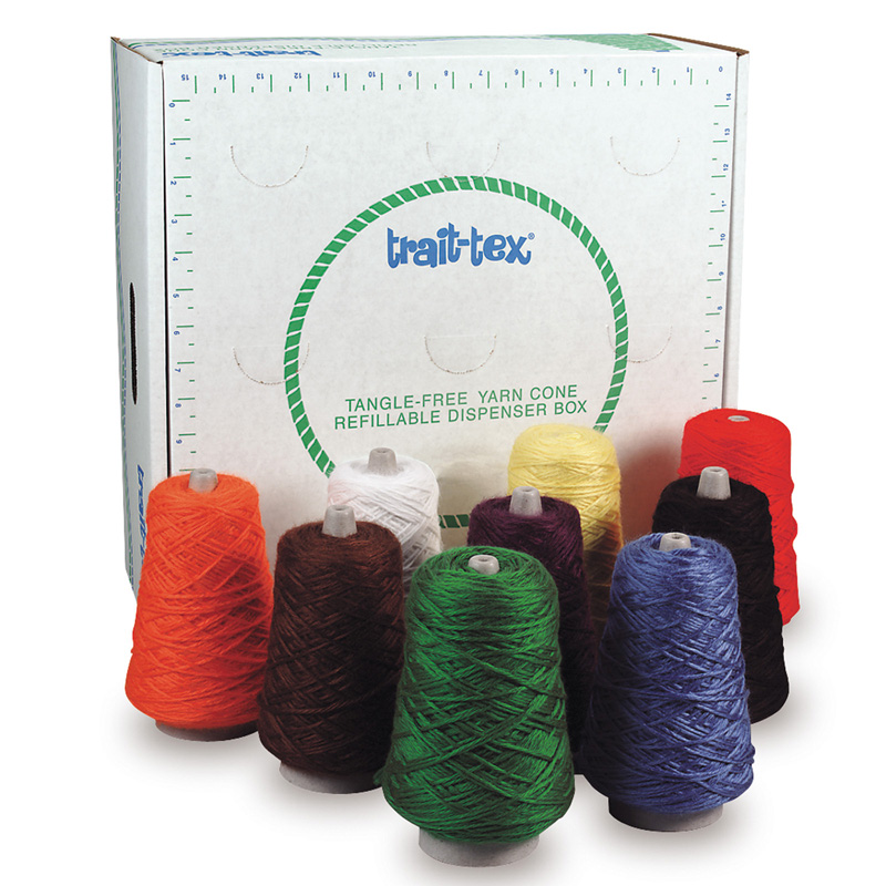 4-Ply Double Weight Rug Yarn Dispenser, Bright Colors, 8 oz., 9 Cones