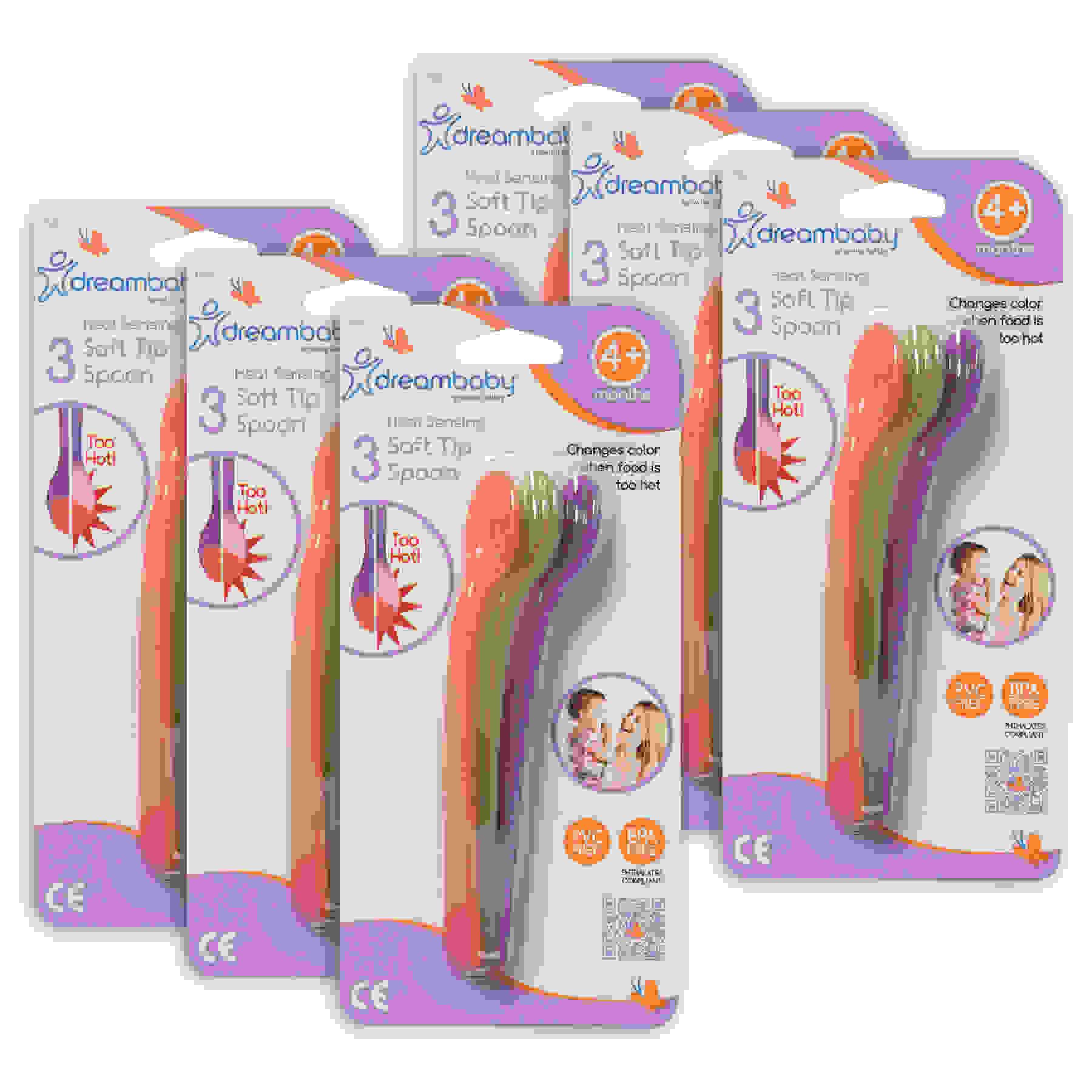 Heat Sensing Soft Tip Spoons, 3 Per Pack, 6 Packs