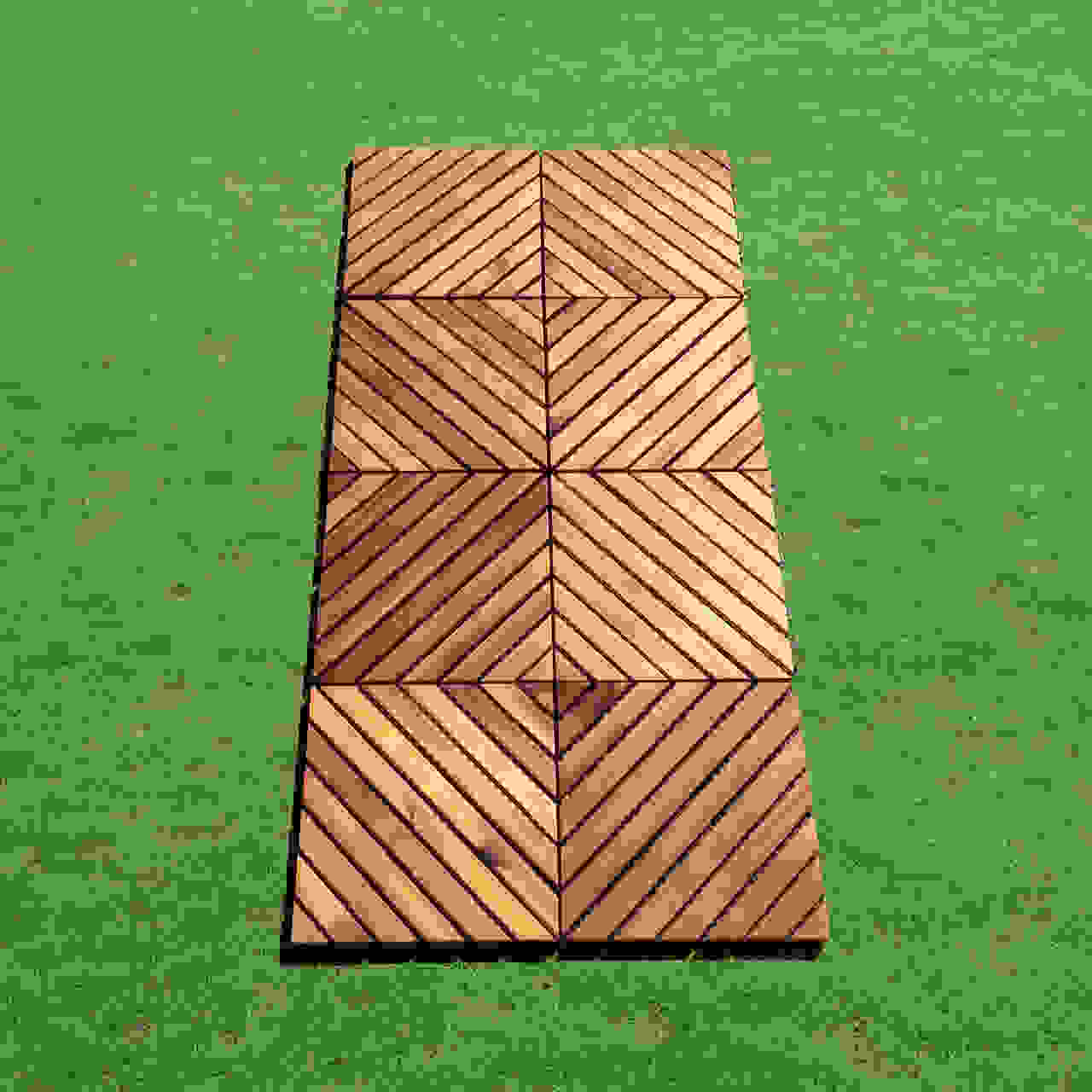 Outdoor Patio 12-Diagonal Slat Acacia Interlocking Deck Tile (Set of 10 Tiles)
