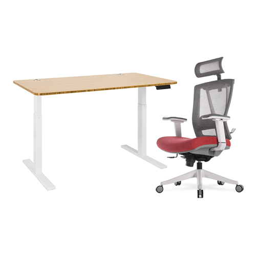 Home Office Height Adjustable Standing Desk and Ergonomic Chair Combo, Creative Set