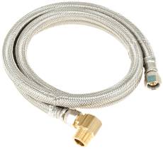 DISHWASHER CONNECTOR SUPPLY LINE, 3/8" FIP X 3/8" COMPRESSION X 60" LONG WITH ELBOW, STAINLESS STEEL