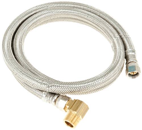 DISHWASHER CONNECTOR SUPPLY LINE, 3/8" FIP X 3/8" COMPRESSION X 48" LONG WITH ELBOW, STAINLESS STEEL FOR DURAPRO�