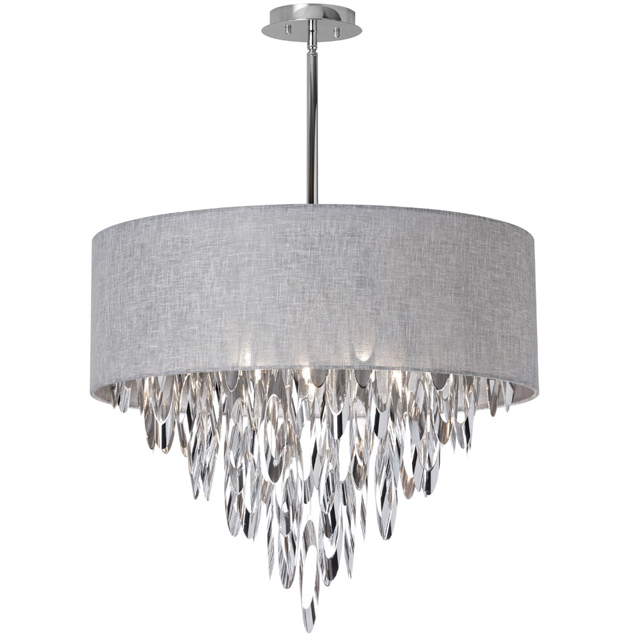 (K)8 Light Chandelier w/Gry Camelot Shade