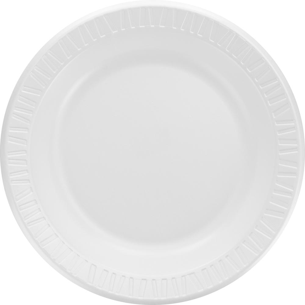 Dart 10-1/4" Quiet Classic Laminated Plate - Serving - White - Glossy - Foam, Plastic Body - 500 / Carton