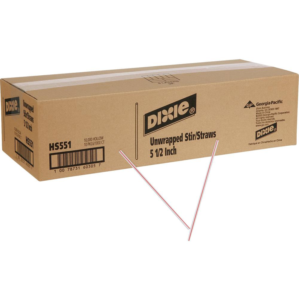 Dixie Plastic Stirrers by GP Pro - 5.5" Length - Plastic - 10000 / Carton - White