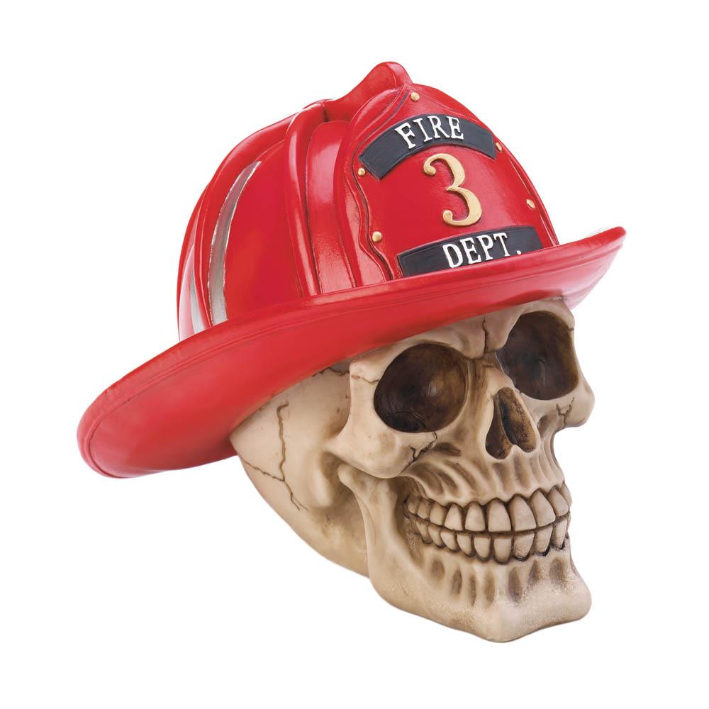 Firefighter Skull Figurine