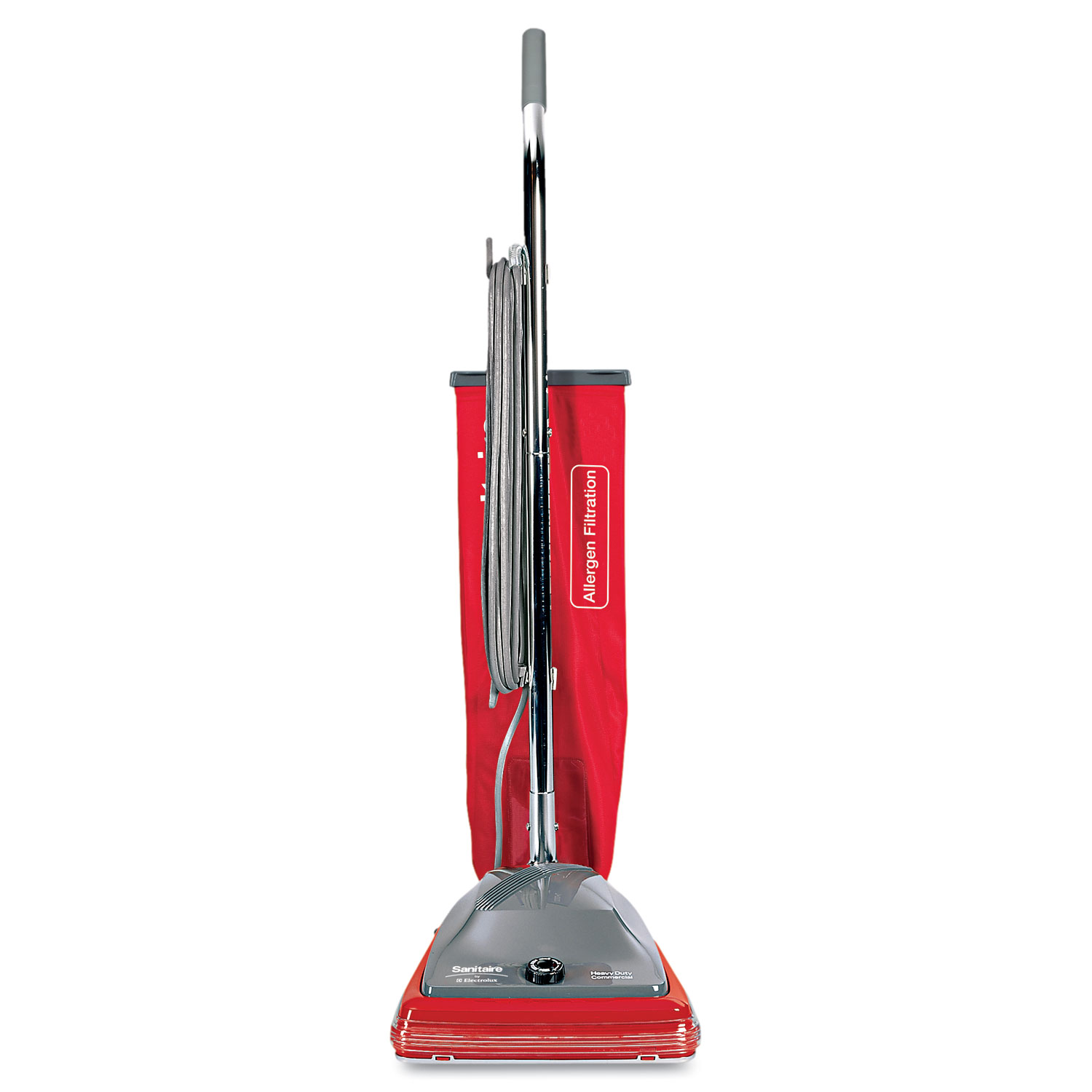 TRADITION Upright Bagged Vacuum, 5 Amp, 19.8 lb, Red/Gray