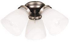 ELLINGTON 3-LIGHT CEILING FAN LIGHT KIT WITH FROSTED GLASS, ANTIQUE NICKEL, USES 60-WATT INCANDESCENT CANDELABRA LAMPS*