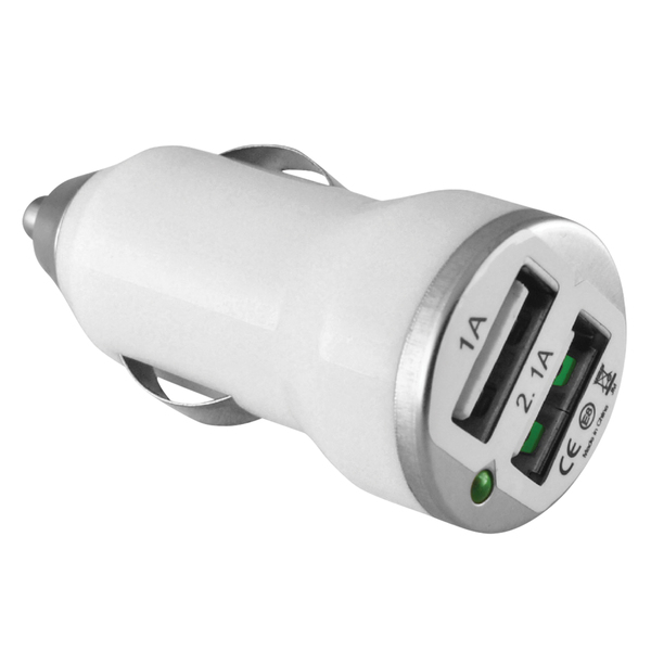 2-Port Car Charger White