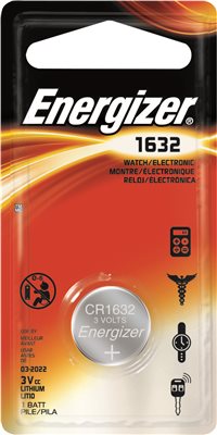 ENERGIZER� CR1632 LITHIUM COIN CELL BATTERY, 3 VOLTS