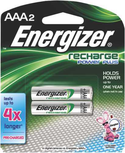ENERGIZER BATTERY AAA NIMH RECHARGEABLE, 2 PACK