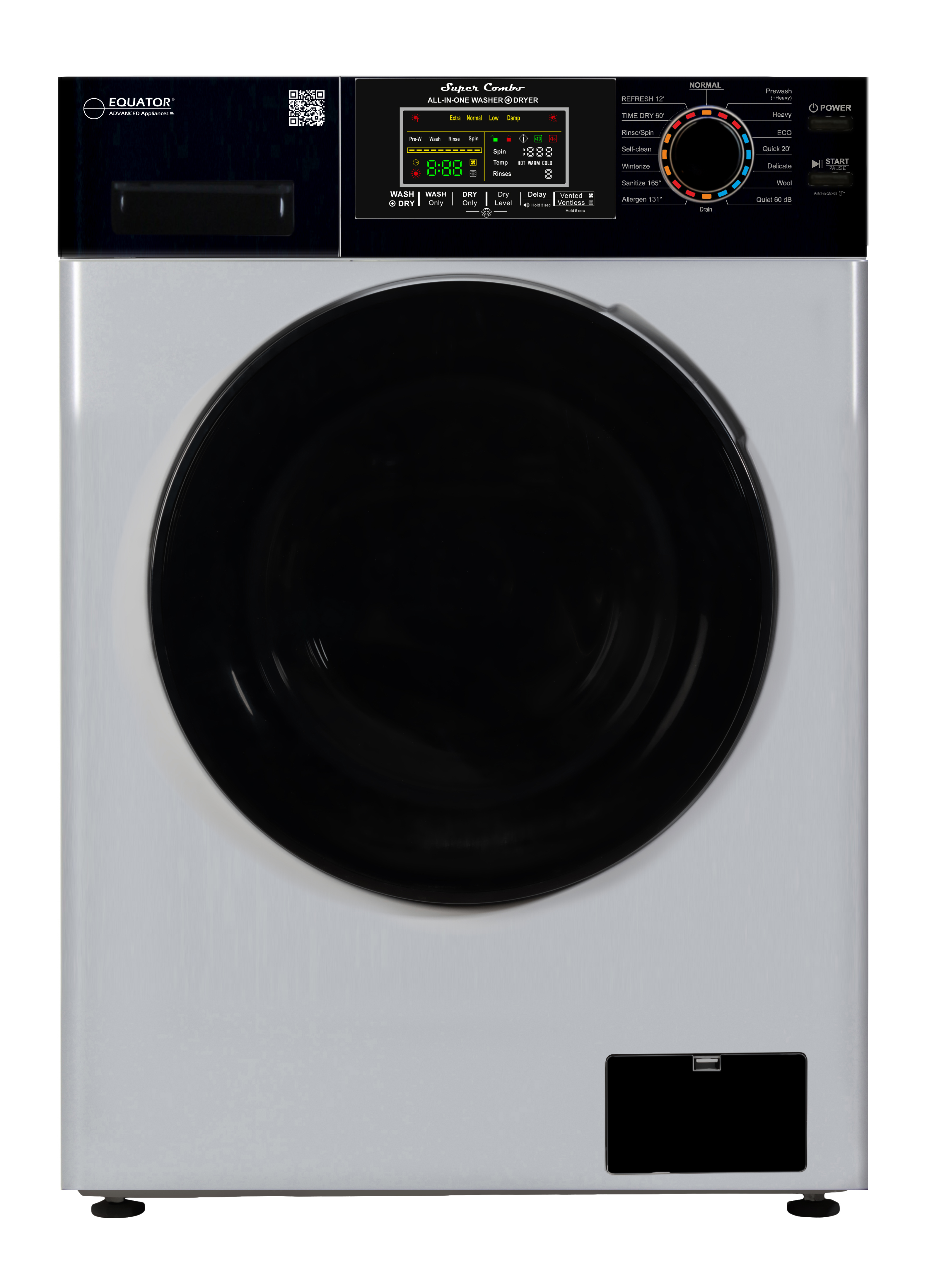 Equator (Ver3) 1.9 cf Combo Washer Vented/Ventless Dry-Color Coded Display Sl/Bk