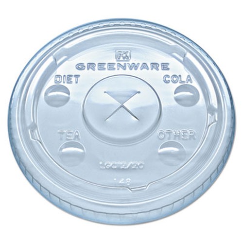 Greenware Cold Drink Lids, Fits 9, 12, 20 oz Cups, Clear, 1000/Case