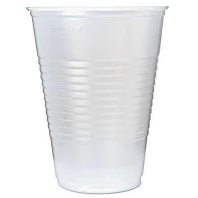 RK Ribbed Cold Drink Cups, 16oz, Translucent, 50/Sleeve, 20 Sleeves/Carton